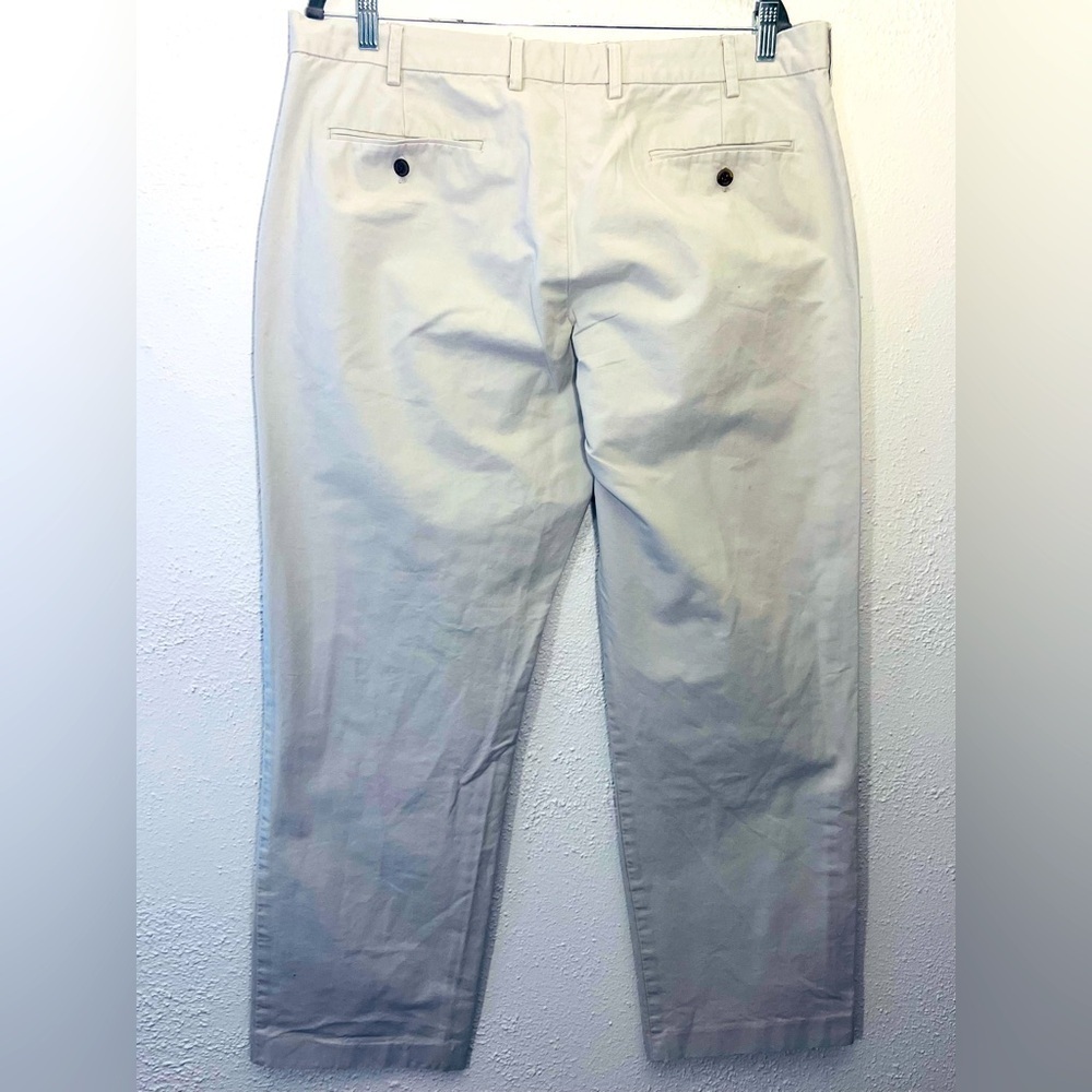 J Crew Pants Mens 38x32 Bedford Chino Beige Cotton Flat Front Pockets Straight - Picture 2 of 6